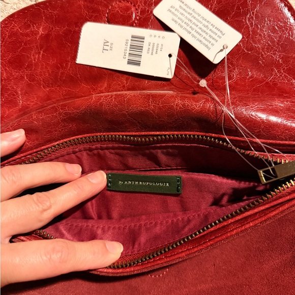 Anthropologie Red Suede Crossbody Bag nwt - Picture 2 of 5